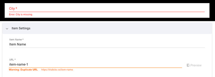 Duplicat URL Warning